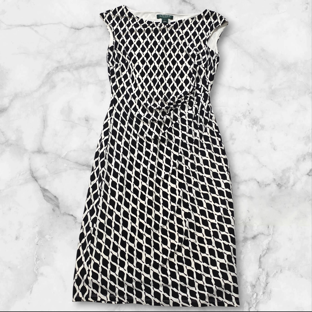Ralph Lauren Black and White Sleeveless Dress Size 2- B81